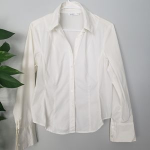 RICKI'S off white classic button down Ladies Shirt medium